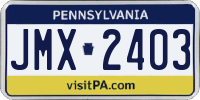 PA license plate JMX2403