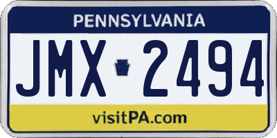 PA license plate JMX2494