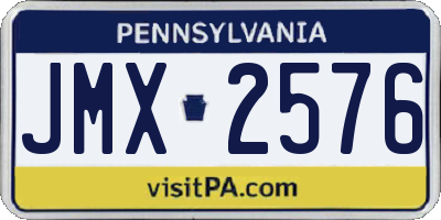 PA license plate JMX2576