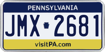 PA license plate JMX2681