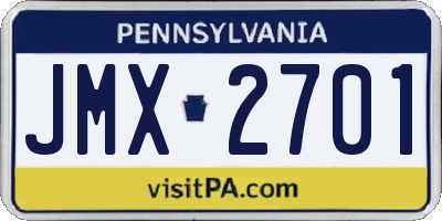 PA license plate JMX2701
