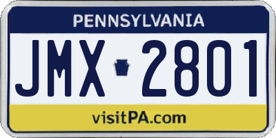 PA license plate JMX2801