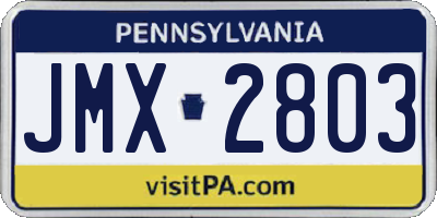 PA license plate JMX2803