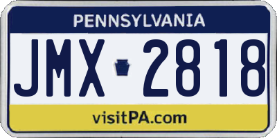 PA license plate JMX2818