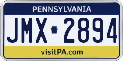 PA license plate JMX2894