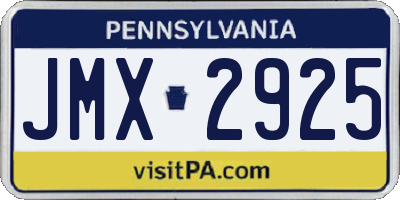 PA license plate JMX2925