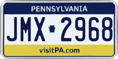 PA license plate JMX2968