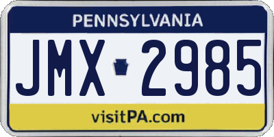 PA license plate JMX2985