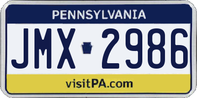 PA license plate JMX2986