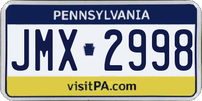 PA license plate JMX2998