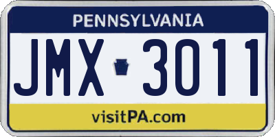 PA license plate JMX3011