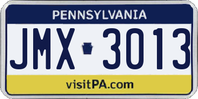 PA license plate JMX3013