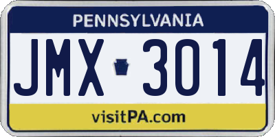 PA license plate JMX3014