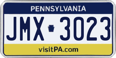 PA license plate JMX3023