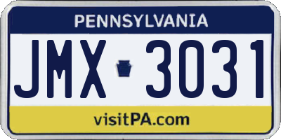 PA license plate JMX3031