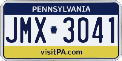 PA license plate JMX3041