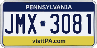 PA license plate JMX3081