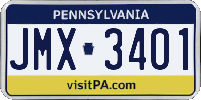 PA license plate JMX3401