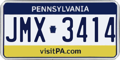 PA license plate JMX3414