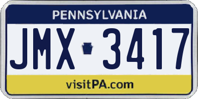 PA license plate JMX3417