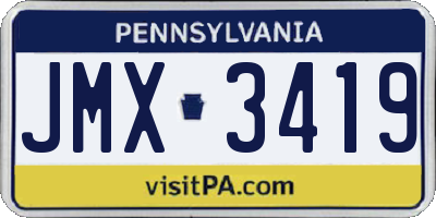 PA license plate JMX3419