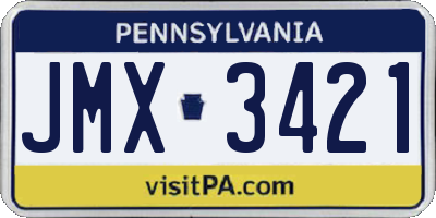 PA license plate JMX3421