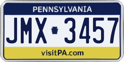 PA license plate JMX3457