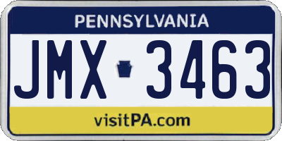 PA license plate JMX3463