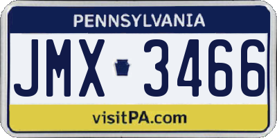 PA license plate JMX3466