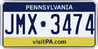 PA license plate JMX3474