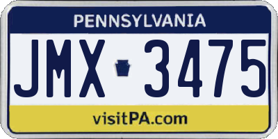 PA license plate JMX3475
