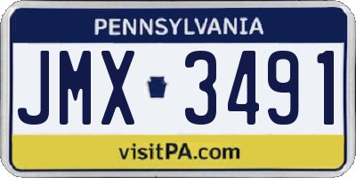 PA license plate JMX3491