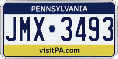 PA license plate JMX3493