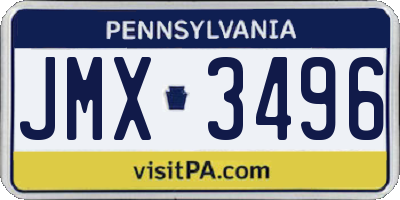 PA license plate JMX3496