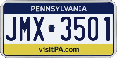 PA license plate JMX3501