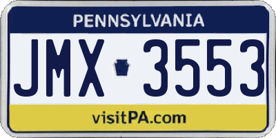 PA license plate JMX3553