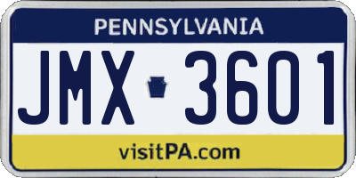 PA license plate JMX3601