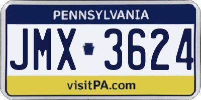 PA license plate JMX3624