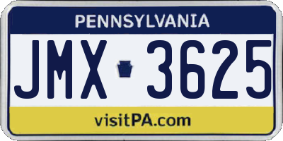 PA license plate JMX3625