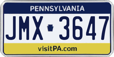 PA license plate JMX3647