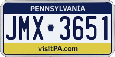 PA license plate JMX3651