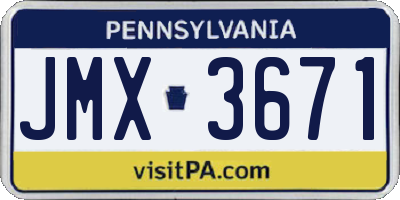 PA license plate JMX3671