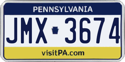 PA license plate JMX3674