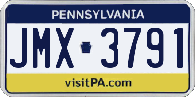 PA license plate JMX3791