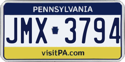PA license plate JMX3794