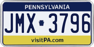 PA license plate JMX3796