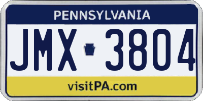 PA license plate JMX3804