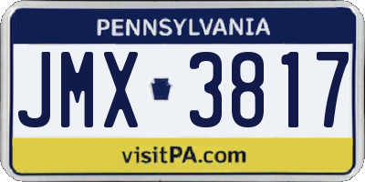 PA license plate JMX3817
