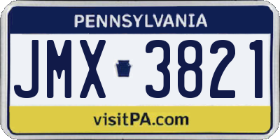 PA license plate JMX3821