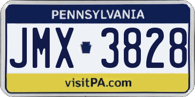 PA license plate JMX3828